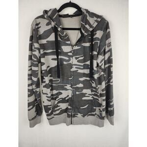 Burnside unisex M camo full zip comfy Hoodie gorpcore cabincore outdoor workwear